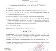 Noel 2016, arrêté ministériel,Abdoulaye Daouda Diallo interdit les feux d'artifices