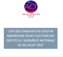 LISTE DES CANDIDATS AU SCRUTIN MAJORITAIRE POUR L’ELECTION DES DEPUTES A L’ASSEMBLEE NATIONALE DU 30 JUILLET 2017 ￼