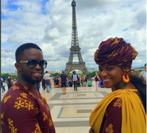 Le couple chanteur, Mabo à Paris, en mode tenue africaine