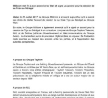 Millicom vient d'annuler de rachat de sa filiale sénégalaise Tigo par le groupe Wari (document)
