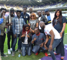 Viviane et le "Djolof band" au Stade d'Anderlech pour supporter Kara Mbodj.