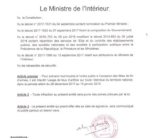 Pour prévenir tout trouble à l’ordre public : Les feux d’artifice interdits sur toute l’étendue du territoire du 28 au 15 Janvier prochain