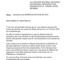 Congrès des Francs-Maçons à Dakar: Voici le document qui confirme l’annulation de la rencontre