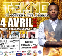 RETENEZ BIEN CETTE DATE: TEKNO ARRIVE LE 14 AVRIL AU MONIMENT DE LA RENAISSANCE.