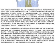 New African Production, Inc en collaboration avec Prince Arts,présente North American Tour 2018 avec Pape Diouf