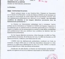 "Les communiqués de presse de Ibrahima Sall (président d'ASRED) sont faux et imaginaires" (La Direction de l'Administration pénitentiaire)