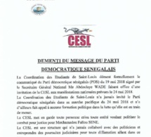 La coordination des étudiants de Saint-Louis (CESL) se démarque du Pds ( Démenti )