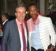 Le patron du site vipeoples, Tange Tandian et son épouse en compagnie de SEM Christophe Bigot ambassadeur de la France à la Féte de la Révolution Française.