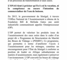 Le Sénégal n'a ni la vocation, ni la compétence de commercialiser de l'eau de boisson issue des eaux usées