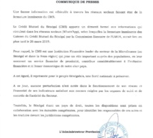 Le CMS dément la rumeur sur la fermeture de ses Caisses (Communiqué)