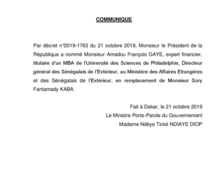 Monsieur Amadou François Gaye remplace Sory Fantamady Kaba
