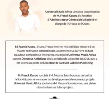 UNIVERSEL AFRICA: Moussou Soubounou viré de la direction,M. Frank Kacou reprend l'Administration Général. communiqué