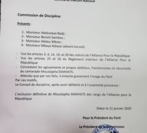 APR: Moustapha Diakhaté exclu du parti
