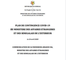 PLAN DE CONTINGENCE COVID-19  DU MINISTERE DES AFFAIRES ETRANGERES  ET DES SENEGALAIS DE L’EXTERIEUR