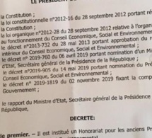 Le décret accordant des privilèges aux anciens présidents du CESE est-il réellement un faux: Eclairages