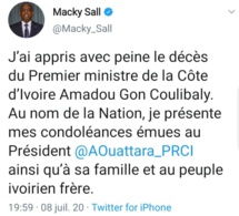 Décès de Amadou Gon Coulibaly: Les condoléances de Macky Sall