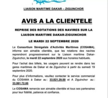 Liaison maritime Dakar-Ziguinchor: Reprise des rotations des navires le 22 septembre