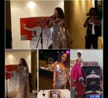 Viviane en robe décolletée et fendue pour son anniversaire. Regardez l’ambiance de la fête
