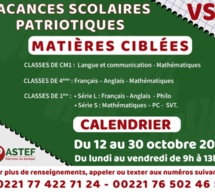 Les Vacances scolaires patriotiques auront lieu du 12 au 30 octobre 2020