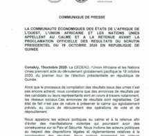 Présidentielle en Guinée: La CEDEAO, l'Ua et les Nations-Unies appellent au calme et à la retenue