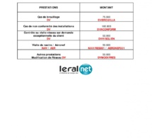 CATALOGUE DES FRAIS ET REDEVANCES PERCUS PAR L’ARTP