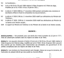La Présidence sort le décret qui proroge le couvre-feu à Dakar et à Thiès pour un mois