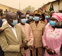 Visite du ministre du Commerce, Aminata Assome Diatta au chantier du marché central de Diourbel