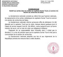 Démission du capitaine Touré: La Gendarmerie dément et promet de mettre fin à ses agissements