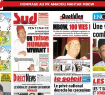 Actu kiosque : Le Sénégal rend hommage à Amadou Makhtar Mbow, Ousmane Sonko chez le “Mollah du Système” Ahmed Khalifa Niasse… au menu