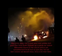 La voiture de Sidiki Diabaté en feu