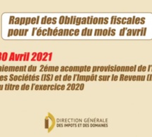 Sénégal : Rappel échéance des Obligations fiscales du mois d'avril