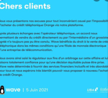 Achat de crédit téléphonique: Wave saisit le régulateur pour un arbitrage