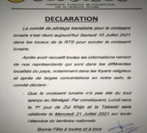 Sénégal : La Tabaski célébrée le mercredi 21 juillet 2021 (Source Officielle)