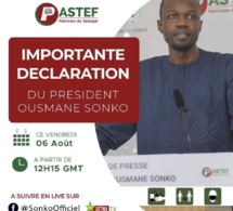 Suivez le point de presse de Ousmane Sonko de ce vendredi 06 Aout 2021