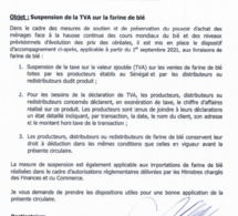 Suspension de la TVA sur la farine de blé (ministère des Finances)