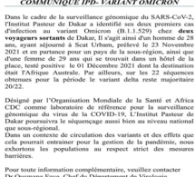 Covid-19 -les choses se corsent : Après Iressef, l’institut Pasteur annonce deux autres cas du variant Omicron