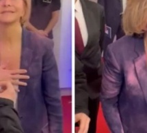 Valérie Pécresse aspergée de poudre rose en marge d’un débat