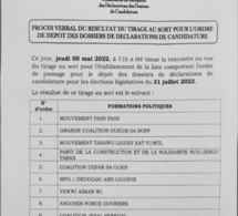 Tirage au sort des dépôts de candidatures : L'ordre de passage exposé