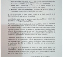 Une délégation de la Plateforme des régulateurs de l’audiovisuel des pays membres de l’UEMOA et de la Guinée, reçue en audience par le Premier ministre malien