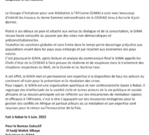 Situation au Mali, en Guinée et au Burkina : le GIMA appelle la CEDEAO à plus de souplesse et de réalisme