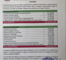 Elections locales 2022 : La coalition "Yewwi Askan Wi" a dépensé plus de 244 millions de francs CFA