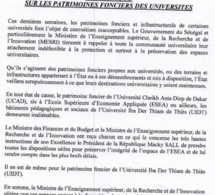 Présumé bradage du Foncier universitaire : l’Etat réitère son attachement à la préservation des espaces et demande des comptes