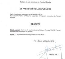 Lisez le décret mettant fin aux fonctions de Mimi Toure.