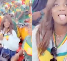 Awa Baldé assure l'ambiance avec les supporters de allez casa au Quatar, match Sénégal Quatar