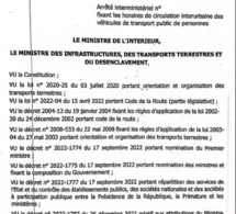 Sécurité routière : L’arrêté fixant les horaires de circulation interurbaine des véhicules de transport public des personnes
