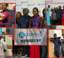 La Diva Coumba Gawlo et Son Excellence Monsieur Hubert Roisin, Ambassadeur de Belgique effectuent une visite de l'entreprise d'eau minérale Aquaterra