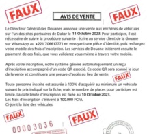 Alerte à l'arnaque : La Douane sénégalaise encore ciblée par « vendeurs » de véhicules saisis