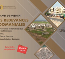 Paiement des redevances domaniales : Les usagers concernés invités à payer au plus tard le 31 mars 2024