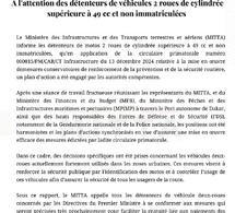 Motos non immatriculées : Un sursis de trois mois accordé pour la régularisation gratuite (Document)