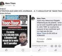 Affaire BOA I Clarification : Mass Thiam (UCG) n’est pas impliqué, il s’agit de Massamba Thiam